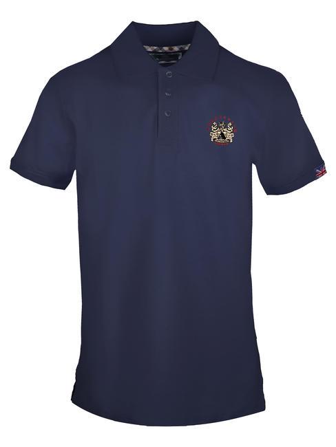 AQUASCUTUM ROUND LOGO Kurzärmliges Poloshirt aus Stretch-Baumwolle Marine - Herren-Polo-Shirts/Herren-Polo-Shirt/Herrenpoloshirt/Herrenpoloshirts