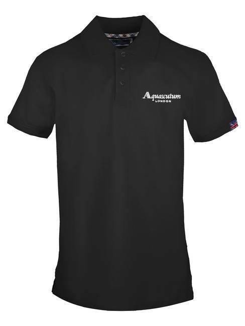 AQUASCUTUM LOGO LETTERING Kurzärmliges Poloshirt aus Stretch-Baumwolle Schwarz - Herren-Polo-Shirts/Herren-Polo-Shirt/Herrenpoloshirt/Herrenpoloshirts