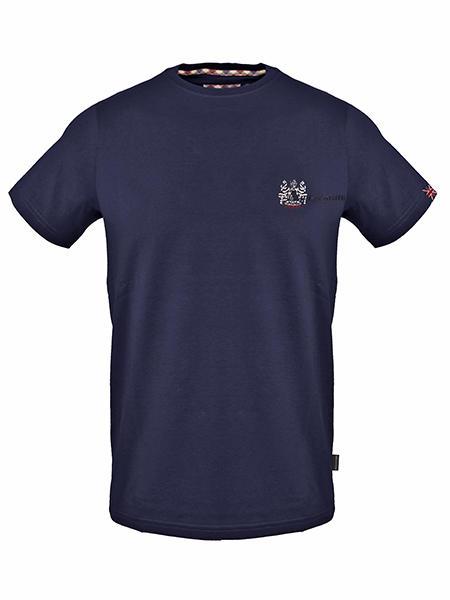 AQUASCUTUM STEMMA LOGO Baumwoll t-shirt Marine - Herren-T-Shirts