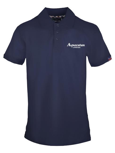 AQUASCUTUM LOGO LETTERING Kurzärmliges Poloshirt aus Stretch-Baumwolle Marine - Herren-Polo-Shirts/Herren-Polo-Shirt/Herrenpoloshirt/Herrenpoloshirts