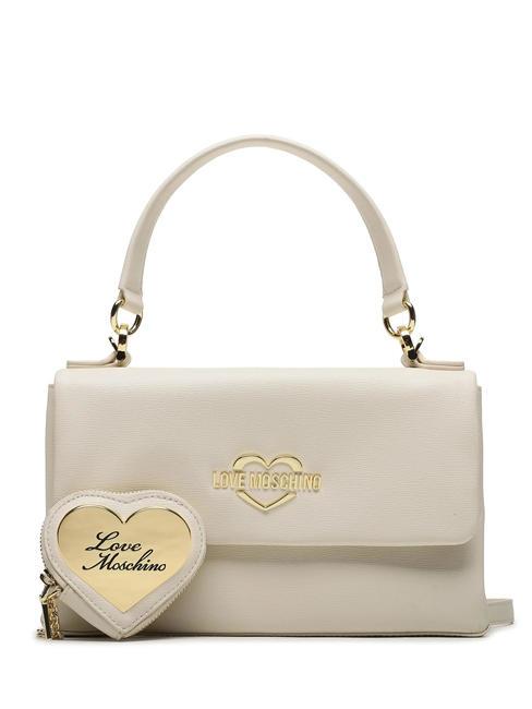LOVE MOSCHINO METALLIC LOGO Handtasche mit Schultergurt Elfenbein - Damentaschen