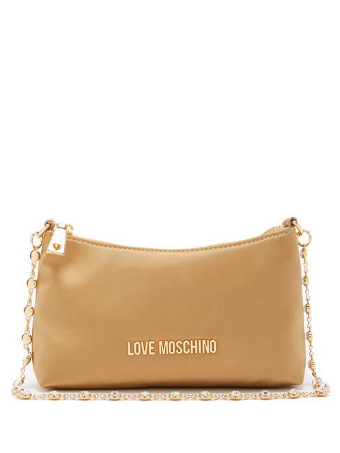 LOVE MOSCHINO METALLIC CHAIN Tasche mit juwelenbesetztem Schultergurt Sekt - Damentaschen