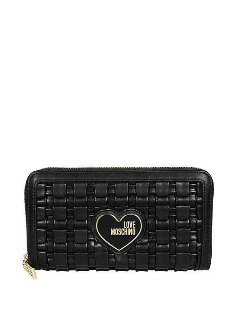 LOVE MOSCHINO HEART Portemonnaie mit umlaufendem Reißverschluss Schwarz - Brieftaschen Damen