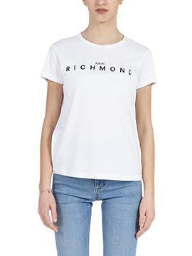 JOHN RICHMOND MARTIS Baumwoll t-shirt weiß/schwarz - T-Shirts und Tops für Damen