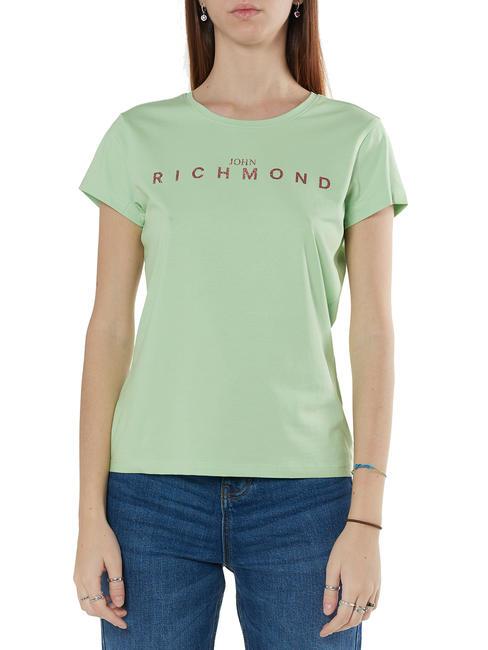 JOHN RICHMOND MARTIS Baumwoll t-shirt Salbei/Rosa - T-Shirts und Tops für Damen
