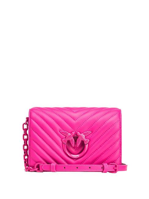 PINKO LOVE CLICK CLASSIC Umhängetasche aus gestepptem Nappaleder rosa Pinko-Block-Farbe - Damentaschen