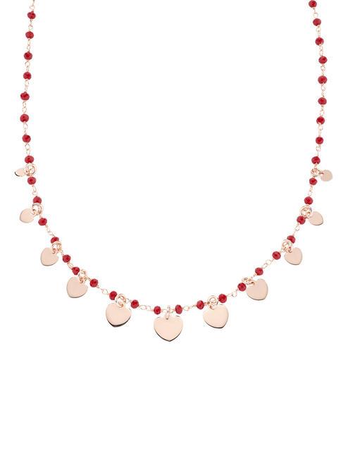 AMEN ELEGANCE Halskette mit Herzanhängern und Kristallen Rose - Halsketten