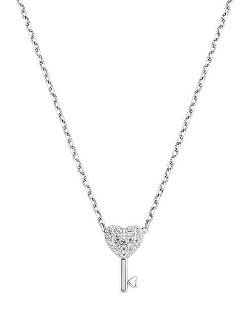 AMEN AMORE Silberne Halskette mit Herz-Schlüsselanhänger Rhodium - Halsketten