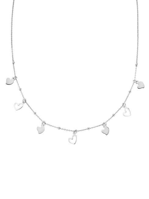 AMEN COCCOLE Silberne Halskette mit Herzanhängern Rhodium - Halsketten