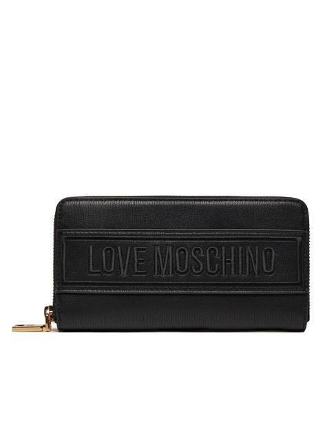 LOVE MOSCHINO BILLBOARD Große Geldbörse mit umlaufendem Reißverschluss Schwarz - Brieftaschen Damen