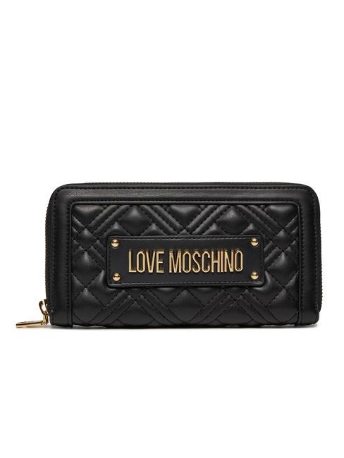 LOVE MOSCHINO QUILTED Große Geldbörse mit umlaufendem Reißverschluss Schwarz - Brieftaschen Damen