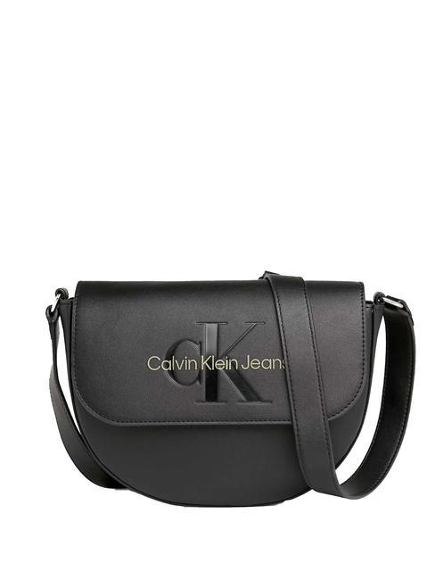 CALVIN KLEIN CK JEANS Sculpted  Mini-Satteltasche mit Schultergurt schwarz/scharfgrün - Damentaschen