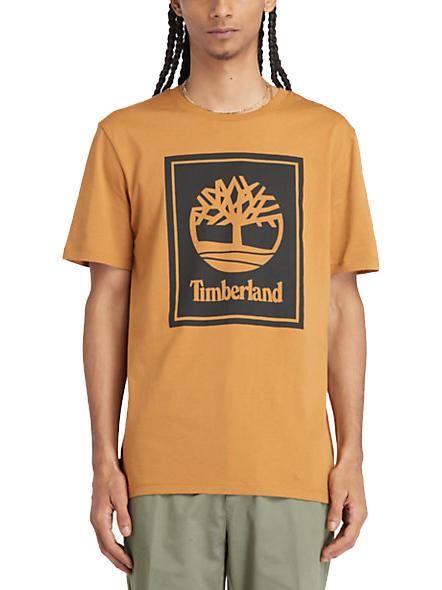 TIMBERLAND STACK LOGO Baumwoll t-shirt Weizenstiefel/Schwarz - Herren-T-Shirts