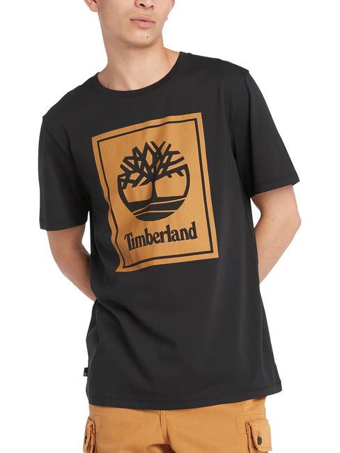 TIMBERLAND STACK LOGO Baumwoll t-shirt schwarz / weizenstiefel - Herren-T-Shirts