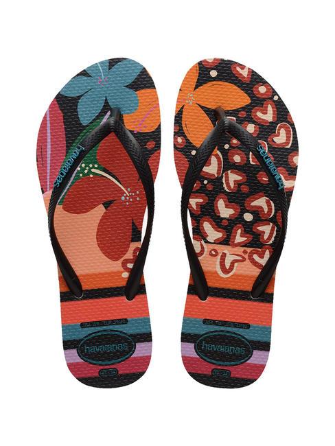 HAVAIANAS SLIM PATCHWORK Flip-Flops beige/schwarz - Damenschuhe