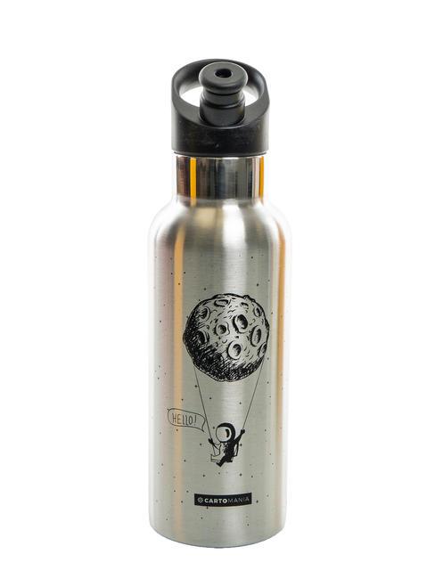 CARTOMANIA GIFT&DECOR Trinkflasche mit Strohhalmverschluss 500 ml Silber- - Thermosflaschen