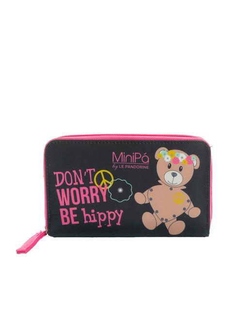 MINIPA' DON'T WORRY BE HIPPY Große Geldbörse mit umlaufendem Reißverschluss Schwarz - Taschen und Accessoires für Kids