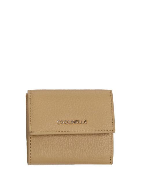 COCCINELLE METALLIC SOFT Portemonnaie aus genarbtem Leder frisches Beige - Brieftaschen Damen