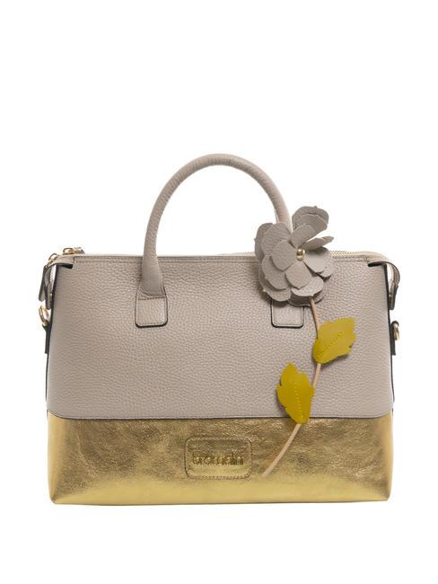 BRACCIALINI SARA Lederhandtasche mit Schultergurt Pulver/Gold - Damentaschen