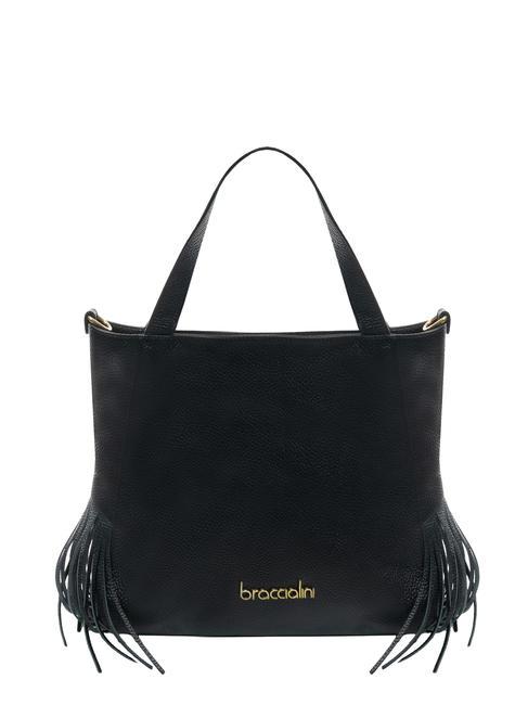 BRACCIALINI SANDRA Lederhandtasche mit Fransen Schwarz - Damentaschen