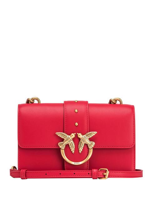 PINKO MINI LOVE BAG Umhängetasche aus Kalbsleder rot-antikgold - Damentaschen