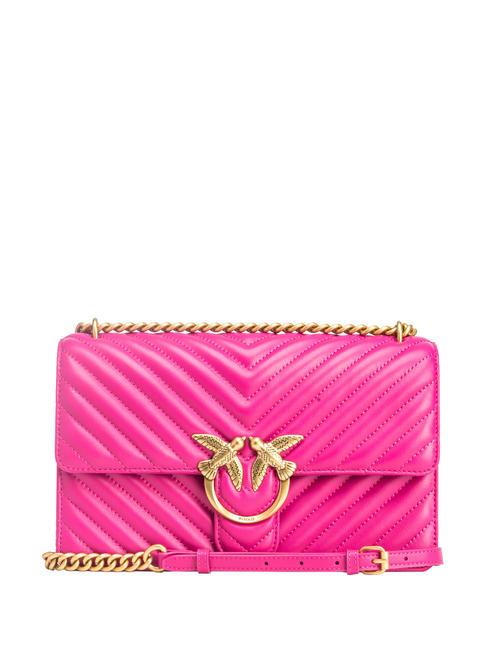 PINKO CLASSIC LOVE ONE Tasche aus Nappaleder Rosa Pinko-Antikgold - Damentaschen