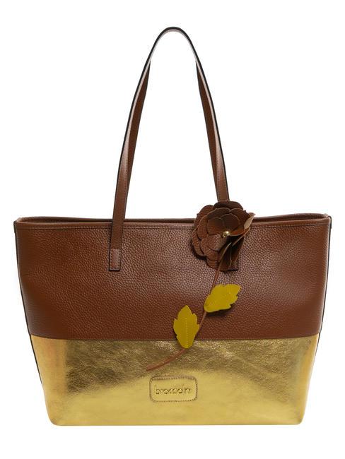 BRACCIALINI SARA Einkaufstasche aus Leder braun/gold - Damentaschen