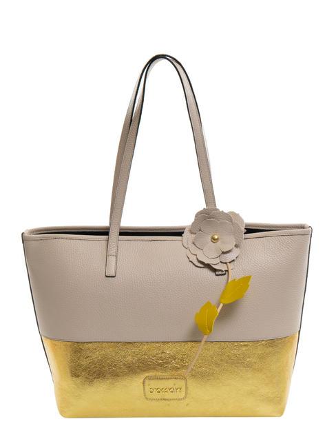BRACCIALINI SARA Einkaufstasche aus Leder Pulver/Gold - Damentaschen
