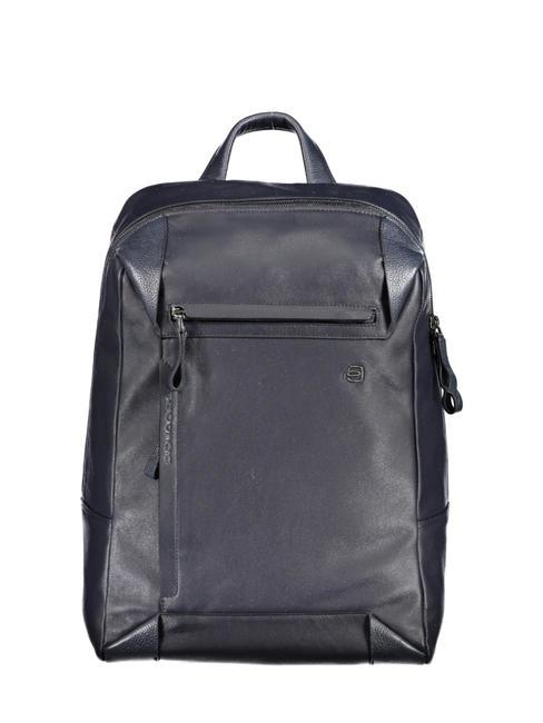 PIQUADRO PAN Lederrucksack für 15" PC Blau - PC-Rucksäcke