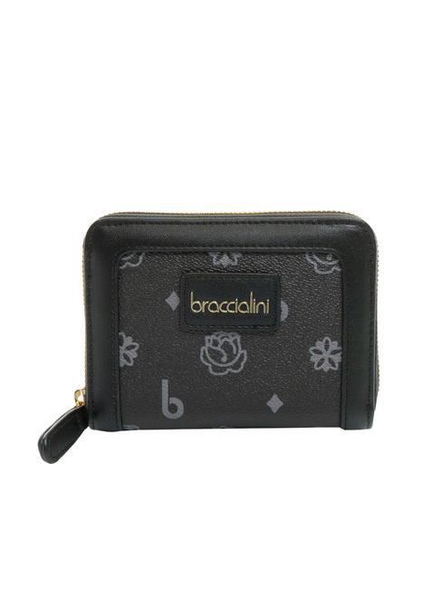 BRACCIALINI MONOGRAM Kleine Geldbörse mit umlaufendem Reißverschluss Schwarz - Brieftaschen Damen