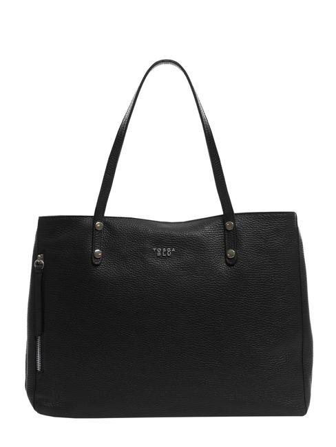 TOSCA BLU CICLAMINO Einkaufstasche aus gehämmertem Leder Schwarz - Damentaschen