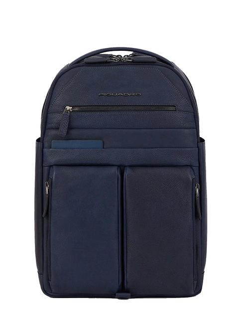 PIQUADRO PAAVO Laptop-Rucksack 15,6", aus Leder Blau - PC-Rucksäcke