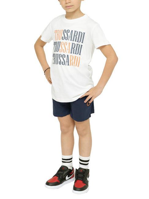 TRUSSARDI ROJI Set aus Baumwoll-T-Shirt und Bermuda-Shorts weiß/ind. - Trainingsanzüge für Kinder