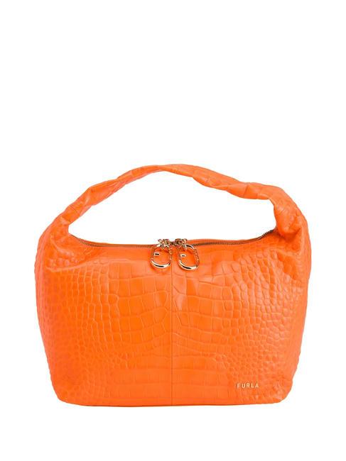 FURLA GINGER Kleine Handtasche aus Kokosleder fluoreszierendes Orange - Damentaschen