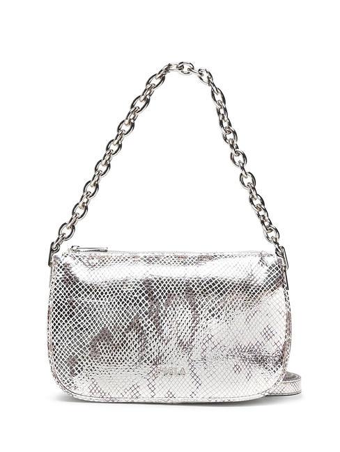 FURLA MOON Bedruckte Ledertasche mit Kettengriff Silbertöne - Damentaschen