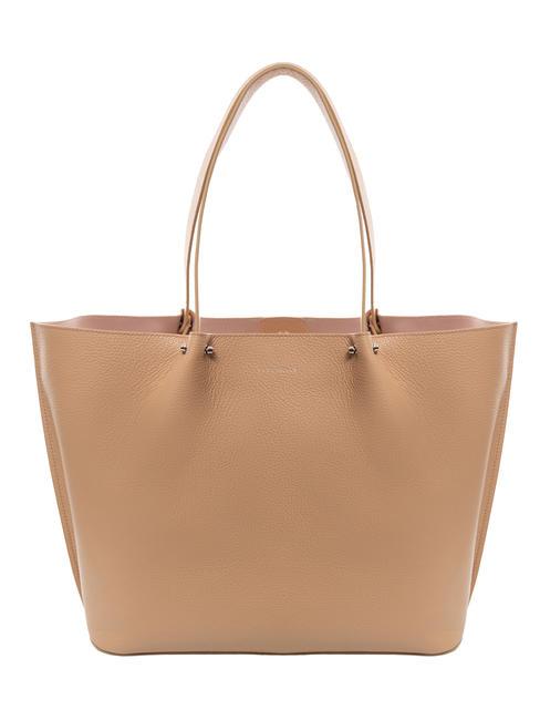COCCINELLE IVORY Maxi-Einkaufstasche aus genarbtem Leder getoastet - Damentaschen