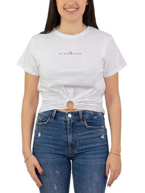 JOHN RICHMOND ERTONE Crop-Top-T-Shirt mit Ring weiß/schwarz - T-Shirts und Tops für Damen