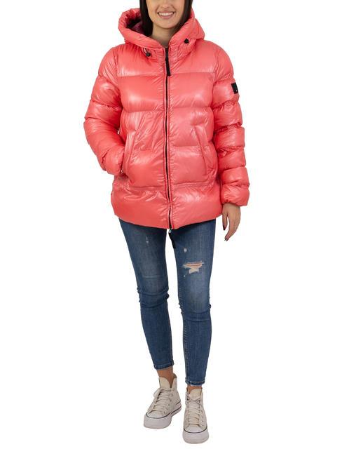 DEKKER MARTFLY NIK Kurze gesteppte Daunenjacke Tea Rose/Cordovan-Leder - Daunenjacken für Damen