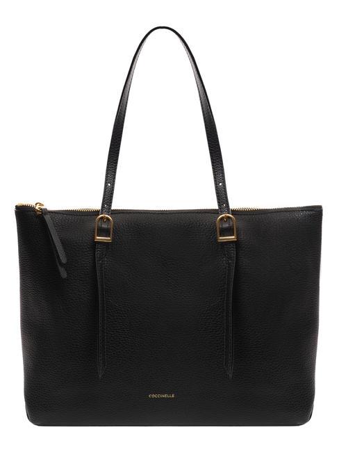 COCCINELLE CHERRY Einkaufstasche aus gehämmertem Leder Schwarz - Damentaschen