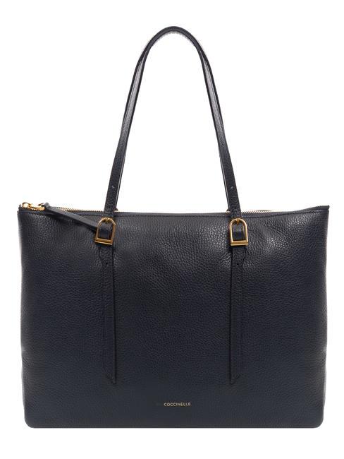COCCINELLE CHERRY Einkaufstasche aus gehämmertem Leder Mitternachtsblau - Damentaschen