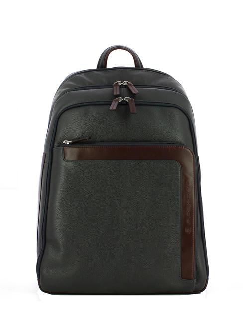 PIQUADRO X1 15,6-Zoll-Laptop-Rucksack aus Leder blau / braun - PC-Rucksäcke