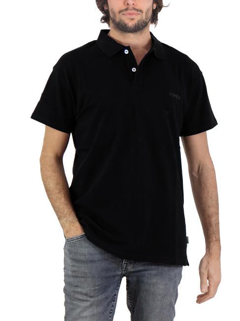 ASPESI BASIC Kurzärmliges Stretch-Poloshirt Schwarz - Herren-Polo-Shirts/Herren-Polo-Shirt/Herrenpoloshirt/Herrenpoloshirts