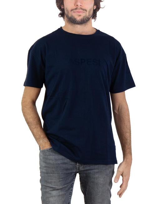 ASPESI BASIC FLOCK Baumwoll-T-Shirt mit Logo Marine - Herren-T-Shirts