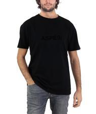 ASPESI BASIC FLOCK Baumwoll-T-Shirt mit Logo Schwarz - Herren-T-Shirts - 1