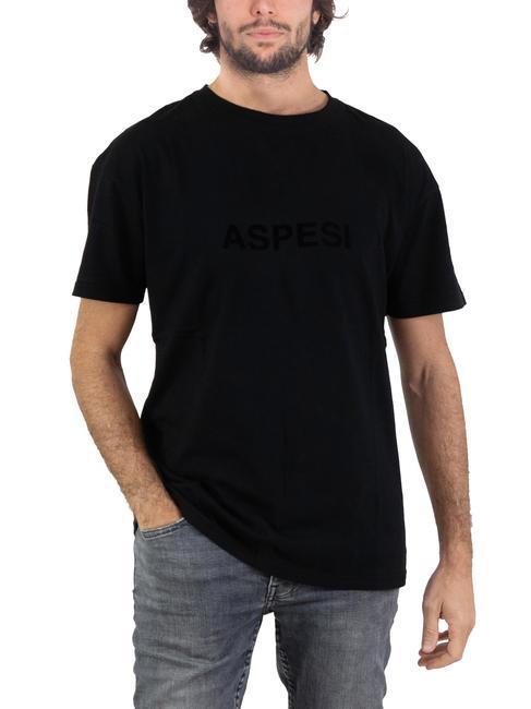 ASPESI BASIC FLOCK Baumwoll-T-Shirt mit Logo Schwarz - Herren-T-Shirts