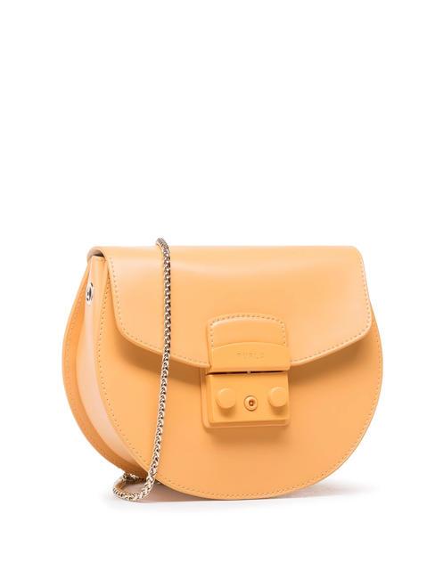 FURLA METROPOLIS ROUND Mini-Umhängetasche aus Leder Sonnenblume - Damentaschen