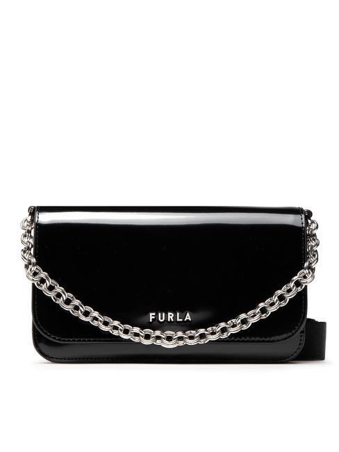 FURLA SPLENDIDA Mini-Tasche aus Leder mit Schulterriemen schwarz + cognac h - Damentaschen