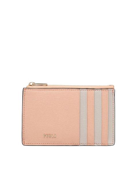 FURLA BABYLON  Flache Brieftasche aus Leder Pfirsich+Perle e - Brieftaschen Damen