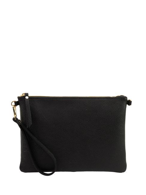 LESAC CLAUDIA Dollar-Clutch aus Leder mit Schultergurt Schwarz - Damentaschen