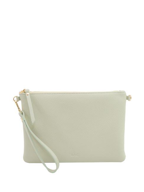 LESAC CLAUDIA Dollar-Clutch aus Leder mit Schultergurt arktisches Blaugrün - Damentaschen